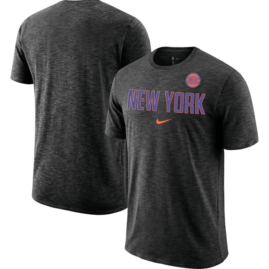 2020 NBA Men Nike New York Knicks Heathered Black Essential Facility Slub Performance TShirt